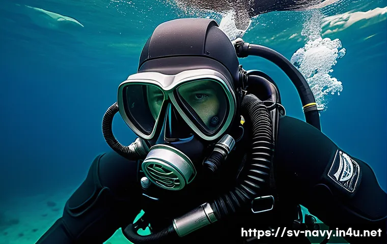 해군 특수전 장비 소개 - **Prompt:** An elite Swedish marine special forces diver, fully equipped with a modern closed-circui...